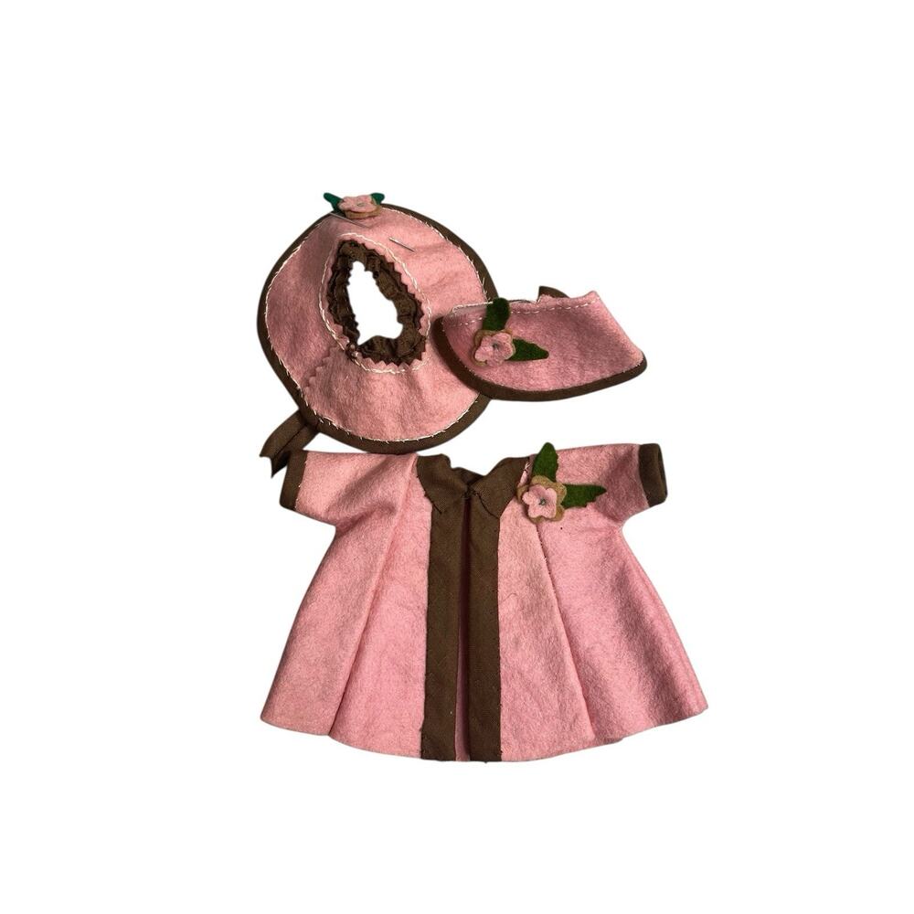 Vintage Vogue Ginny Doll Outfit Clothing Pink Flower Felt Hat - Picture 4 of 4